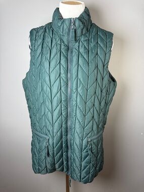 Quilted Sleeveless Puffer Vest in Teal Green